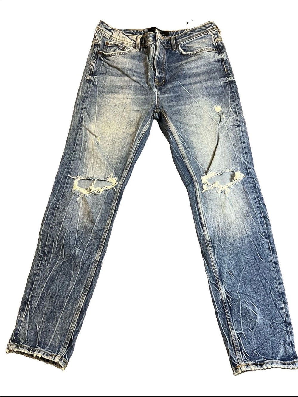 Zara Men’s Skinny Acid Washed Distressed Jeans 32 Grunge Urban Street wear
